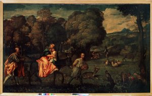 La huida a Egipto, c.1508 (óleo sobre lienzo)
