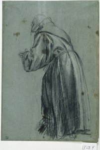 Franciscano en oración (carboncillo sobre papel) de Titian (c.1488 1576)