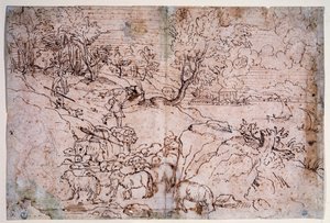 Estudio de paisaje con ovejas