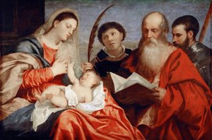 La Virgen y el Niño con los santos Esteban, Jerónimo y Mauricio de Titian (c.1488 1576)