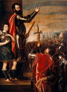 El discurso de Alfonso de Ávalos (1502-1546), condotiero italiano. Pintura de Tiziano Vecellio, llamado el Tiziano (1490 circa-1576) 1540-1541 de Tiziano Vecelli