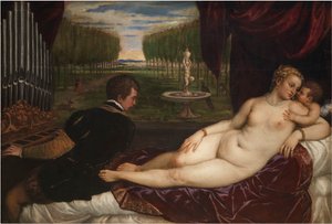 Venus con un Organista y Cupido, ca. 1555 de Titian