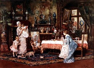 Madre e hijo en un interior elegante