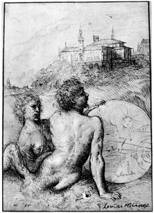 Paisaje con sátiros, c1512, 1937