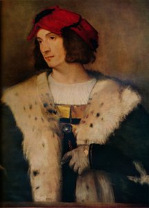 Hombre con gorra roja, c. 1510 de Tiziano Vecelli