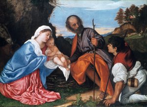 La Sagrada Familia con un Pastor, c1510 de Tiziano Vecelli