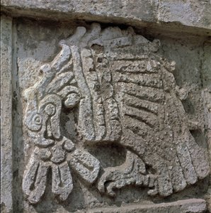 Relieve de un águila, templo de Quetzalcóatl de Toltec Toltec
