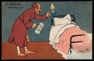 Hombre cazando pulgas en su cama de Tom Browne