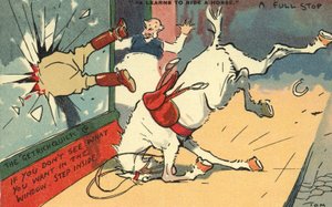 Hombre arrojado de un caballo a través de una ventana de Tom Browne