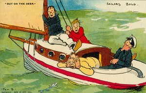 En las profundidades: marineros audaces (litografía en color) de Tom Browne