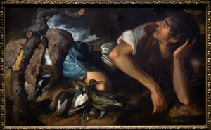 Cazador dormido en un paisaje de Tomas Yepes