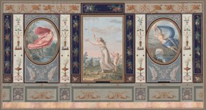 Decoración mural elaborada con Endimión y Hebe de Tommaso Bigatti