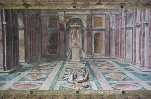 El Triunfo del Cristianismo, en la Sala de Constantino, Salas de Rafael, c.1585 (fresco) de Tommaso Laureti