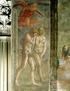 Adán y Eva expulsados del Paraíso, c.1427 (pre-restauración) de Tommaso Masaccio