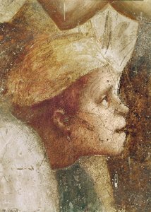 Cabeza del lisiado, de San Pedro Sanando con su Sombra, c.1427 (detalle) de Tommaso Masaccio