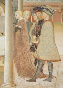 Ciclo vital de San Juan Bautista: El banquete de Herodes y Herodías recibiendo la cabeza de Juan Bautista de Tommaso Masolino da Panicale
