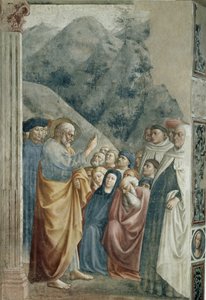 Predicación de San Pedro - Fresco de Tommaso di Cristoforo Fini, llamado Masolino da Panicale (1383-c. 1440), 255x162 cm, c. 1425. Florencia, Iglesia de Santa Maria del Carmine, Capilla Brancacci de Tommaso Masolino da Panicale