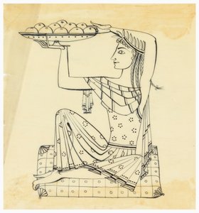 Diseño para grabado en plata: Mujer sentada de Tommi Parzinger