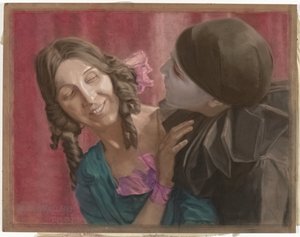 Las bailarinas Lili Green (izquierda) y Margaret Walker (derecha, como pierrot) coreografiadas con música de La Valse de Chopin de Ton Blom