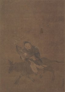 Daoísta Montando un Animal con Cuernos
