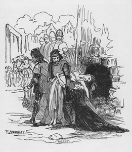 Soldados Arrastrando a una Prisionera, ilustración de 