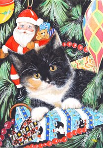 Gatito Navideño Blanco y Negro de Tony Todd