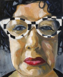 Retrato con gafas de cuadros
