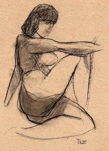 Boceto de una figura contemplativa de Tore Bahnson