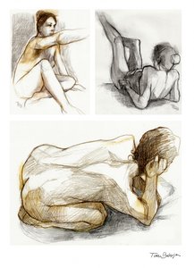 Figuras desnudas en actitud contemplativa