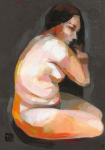 Mujer desnuda en actitud contemplativa