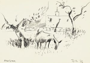 Boceto de una cabra pastando de Tore Bahnson