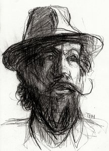 Retrato intenso de un hombre con barba de Tore Bahnson