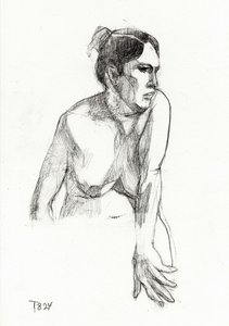 Figura femenina pensativa de Tore Bahnson