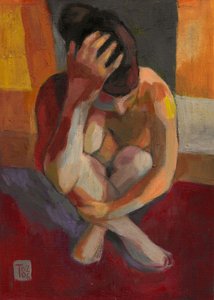 Figura desnuda pensativa