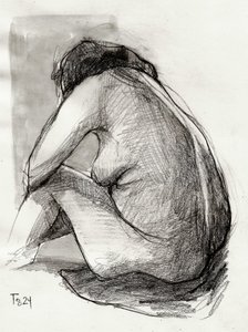 Figura desnuda pensativa de Tore Bahnson