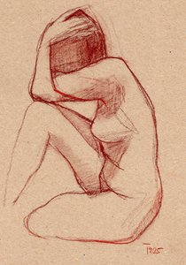 Estudio de un desnudo pensativo