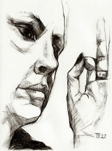 Boceto de un perfil pensativo de Tore Bahnson