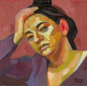 Retrato de una mujer pensativa