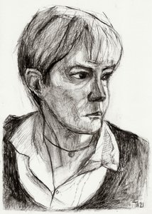 Boceto de una mujer pensativa de Tore Bahnson
