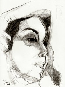 Boceto de una mujer pensativa de Tore Bahnson