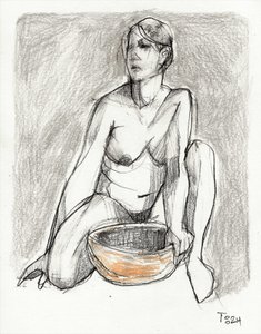 Dibujo de figuras desnudas en un ambiente tranquilo de Tore Bahnson