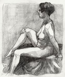 Boceto de una figura desnuda sentada de Tore Bahnson