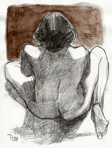 Boceto de una mujer sentada de Tore Bahnson
