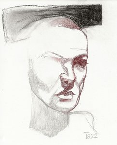 Estudio de un rostro en penumbra