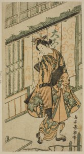 Joven mujer con sombrilla de Torii Kiyohiro