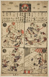 Un Cartel para el Teatro Ichimura (Ichimuraza tsuji banzuke) de Torii Kiyomasu II