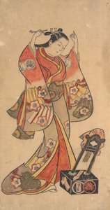 Retrato de Sanjo Kantaro en el papel femenino de Yaoya Oshichi en la obra Fuji no ..., ca. 1730-40 de Torii Kiyomasu II.