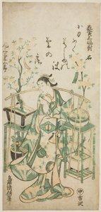 El actor Onoe Kikugoro I, hoja derecha de "Tríptico del vendedor de flores (Hanauri sanpukutsui)"