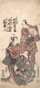 Escena del drama Matsu wa tai fusuma no wakesato, 1757 o 1758 de Torii Kiyomitsu