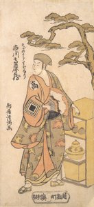 El actor Ichikawa Komazo como el vendedor Soga no Juro Sukenari, 1761 de Torii Kiyomitsu
